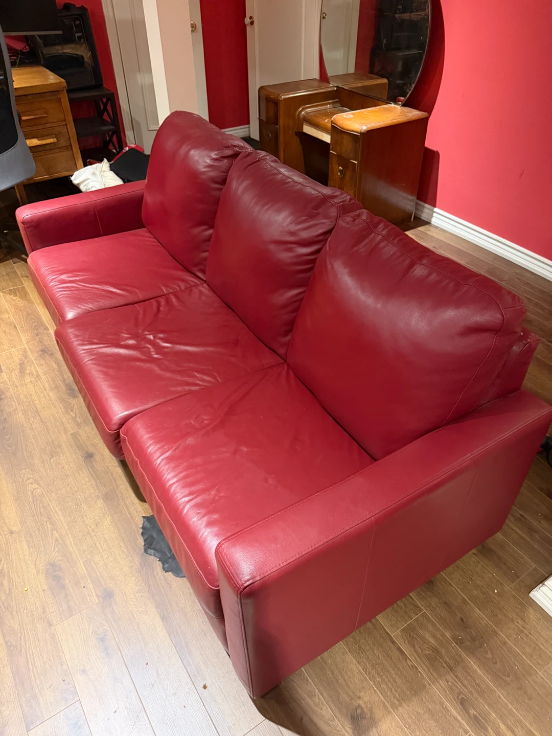 Red Leather Sofa