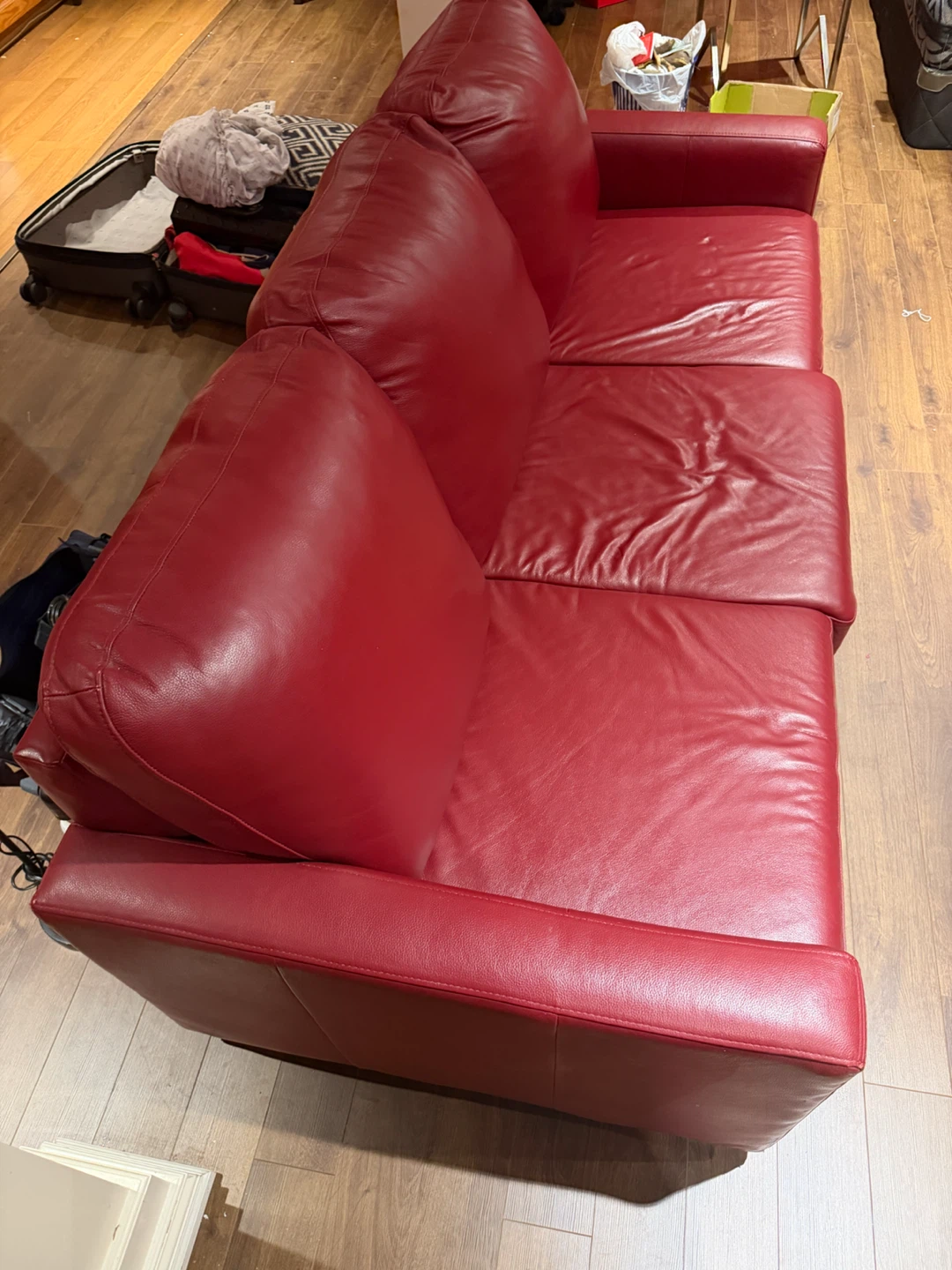 Red Leather Sofa - photo 2