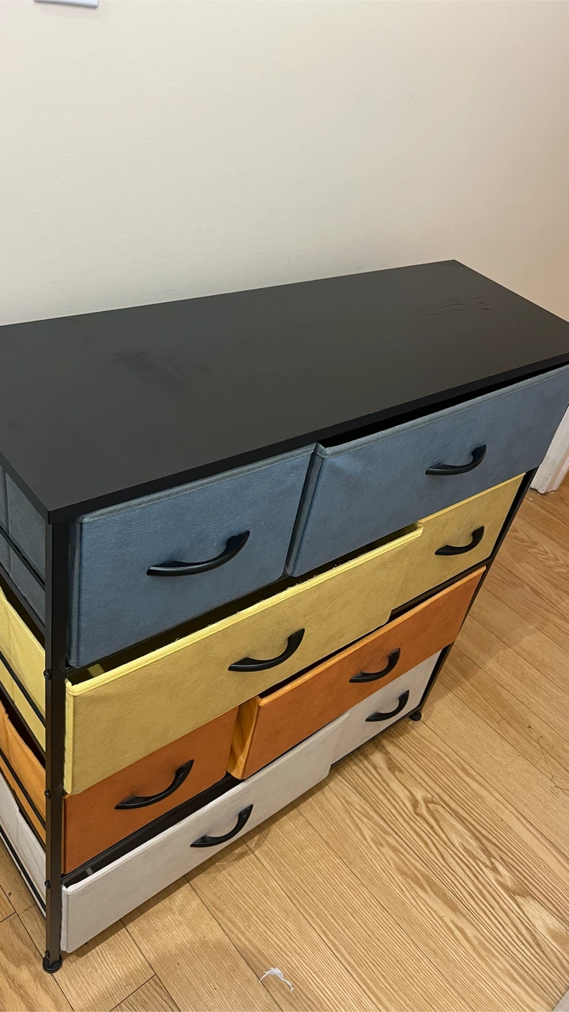 8 Drawer Fabric Dresser with Multi-Coloured Bins