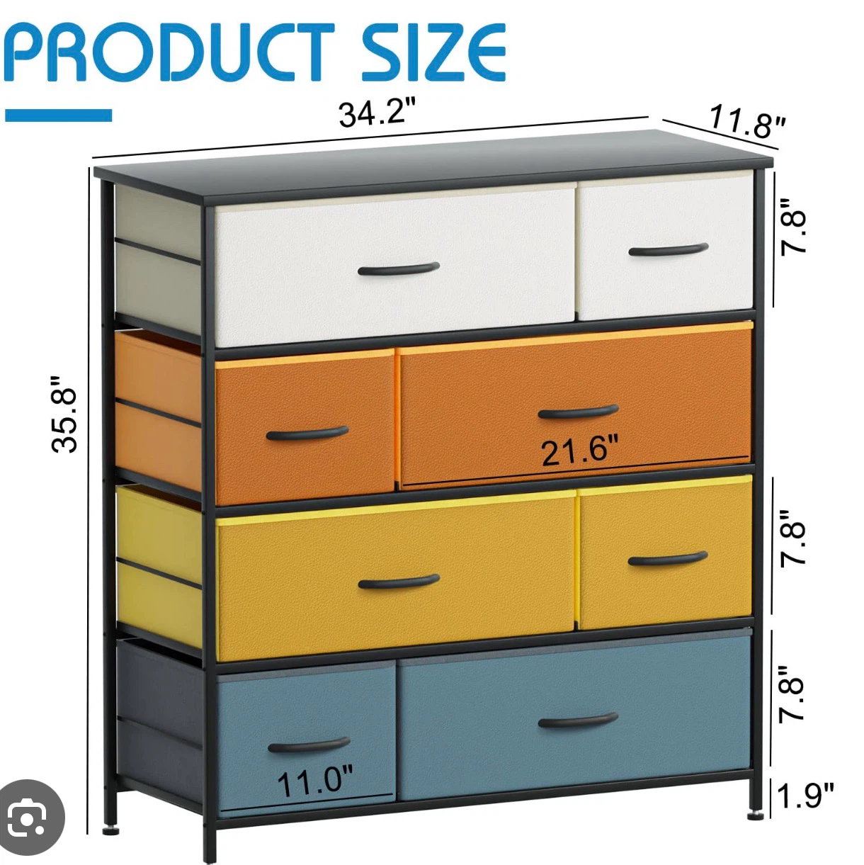 8 Drawer Fabric Dresser with Multi-Coloured Bins - photo 5