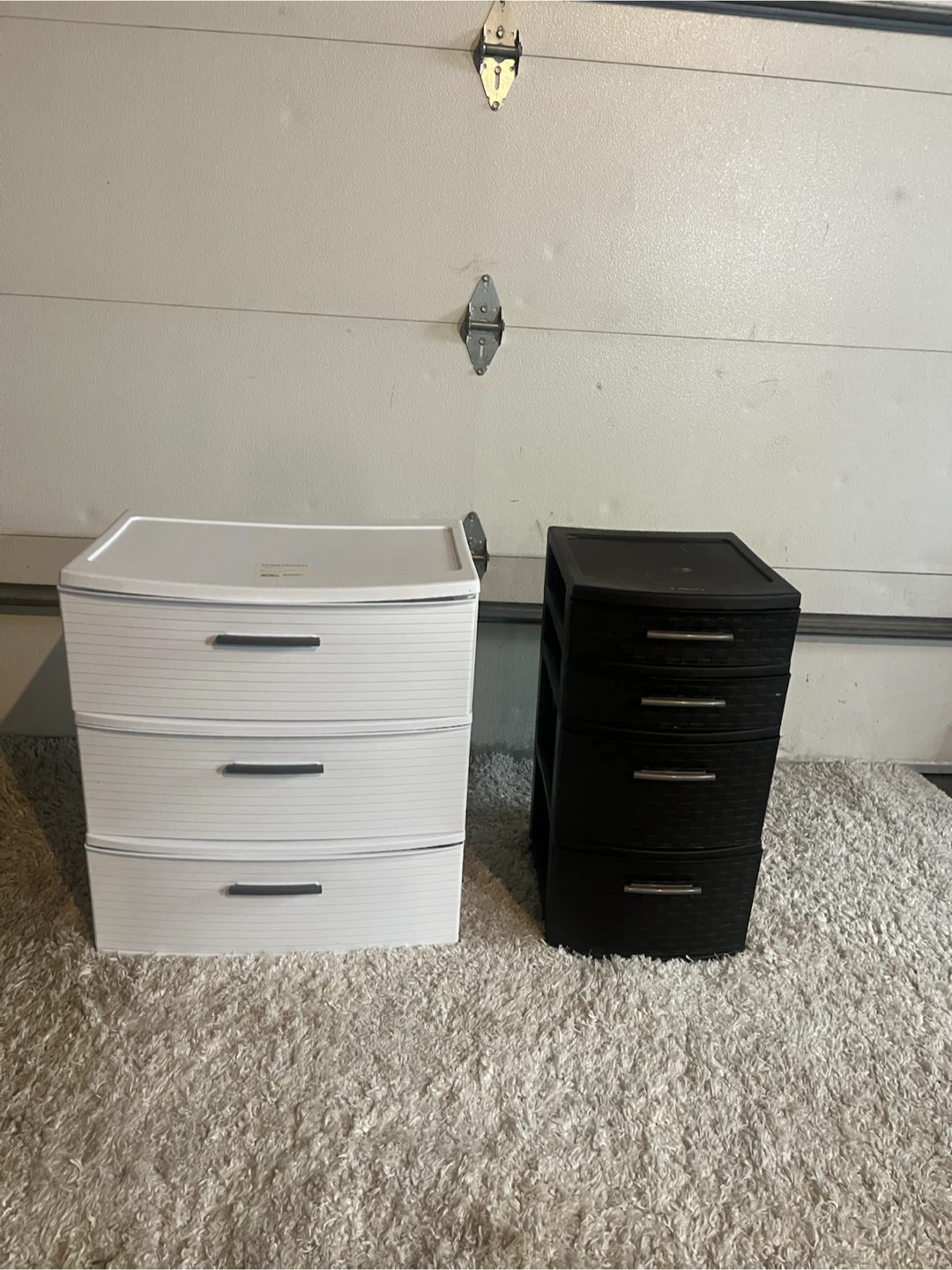 White and Black Plastic Drawer Units