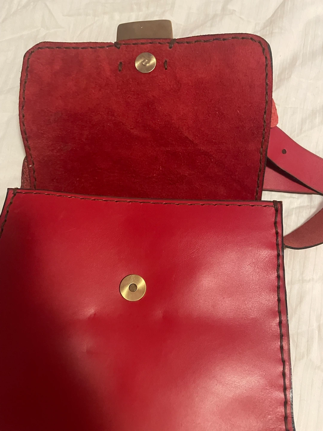 Red Leather Bag with Gold Buckle - photo 2