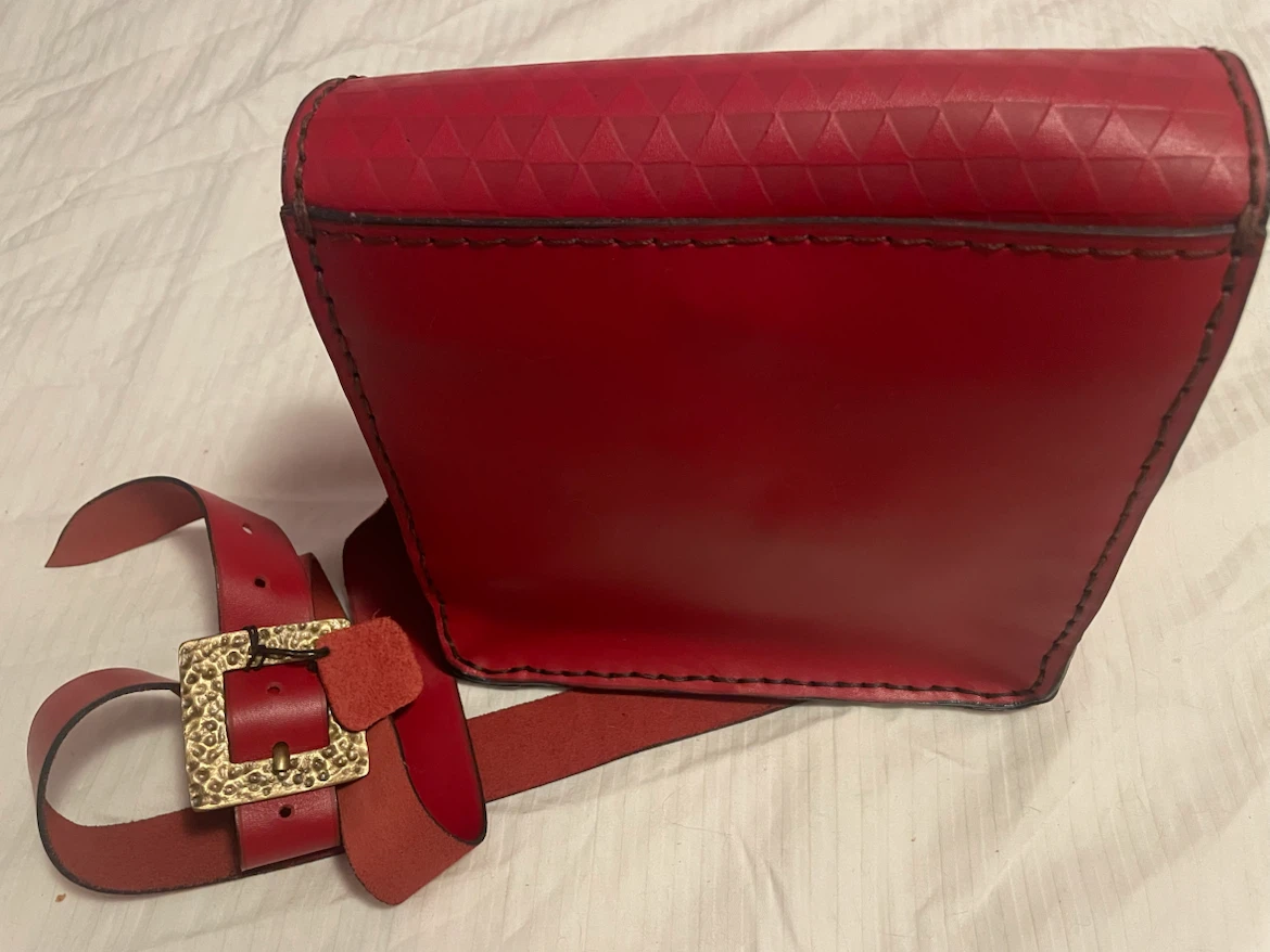 Red Leather Bag with Gold Buckle - photo 4