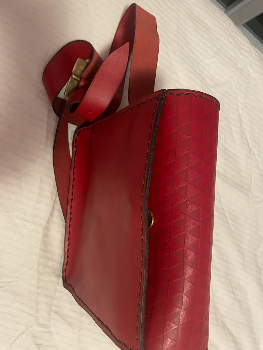 Red Leather Bag with Gold Buckle - photo 5