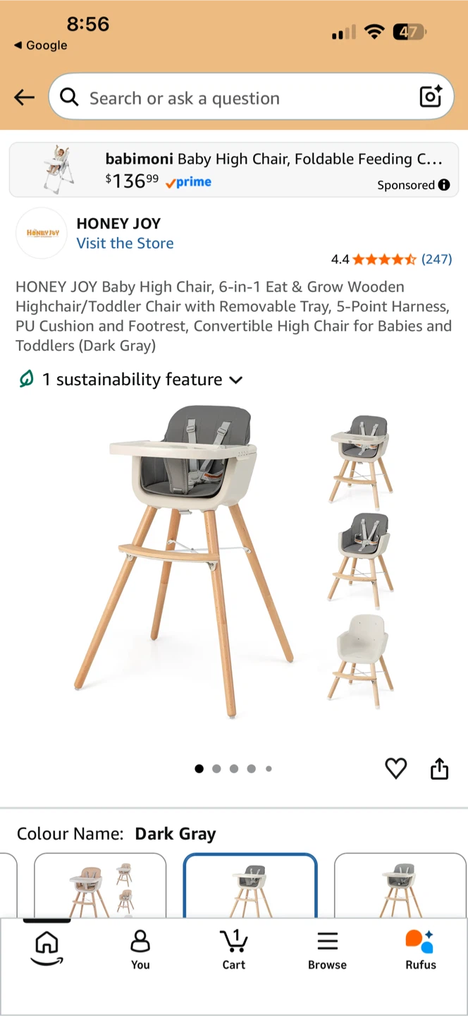 HONEY JOY Baby High Chair - Dark Gray