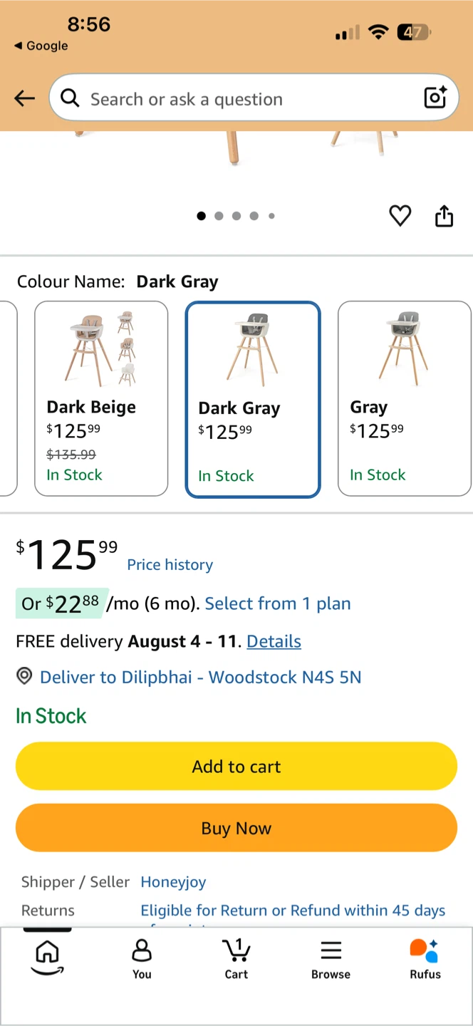 HONEY JOY Baby High Chair - Dark Gray - photo 2