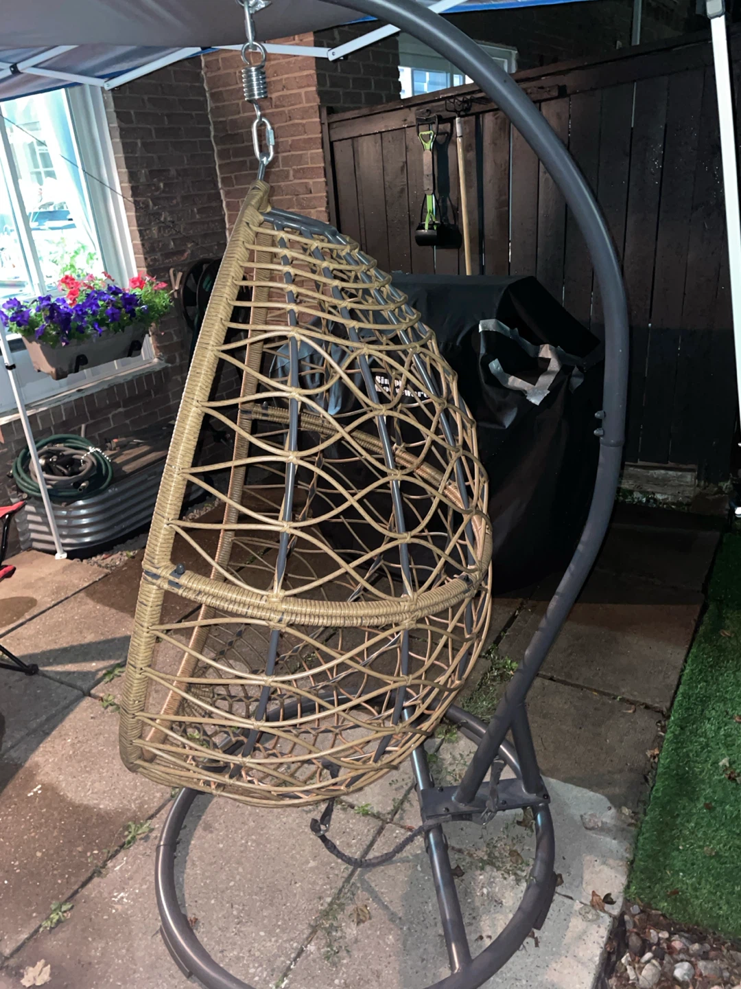 Wicker Hanging Egg Chair with Grey Cushion - photo 4