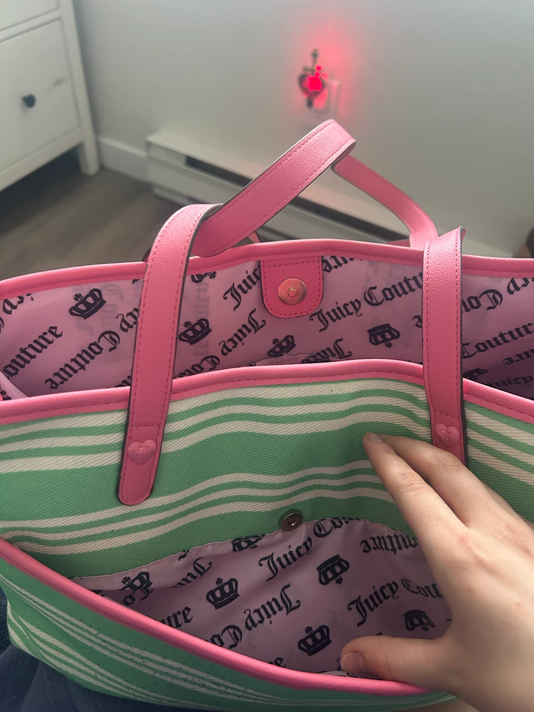 Juicy Couture Mint Green & Pink Tote Bag 🍒 - photo 2