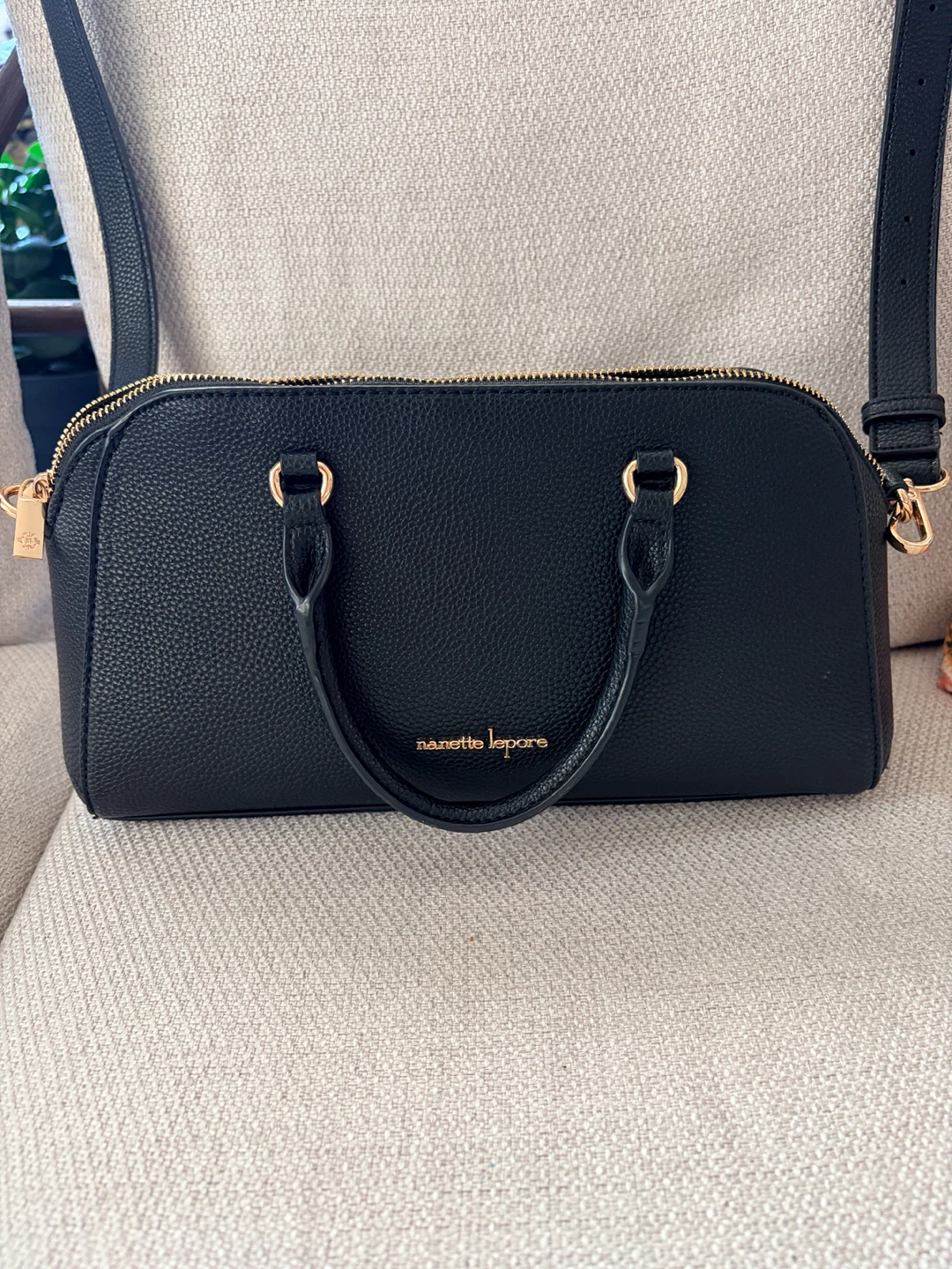 Black Nanette Lepore Satchel Bag with long and short straps