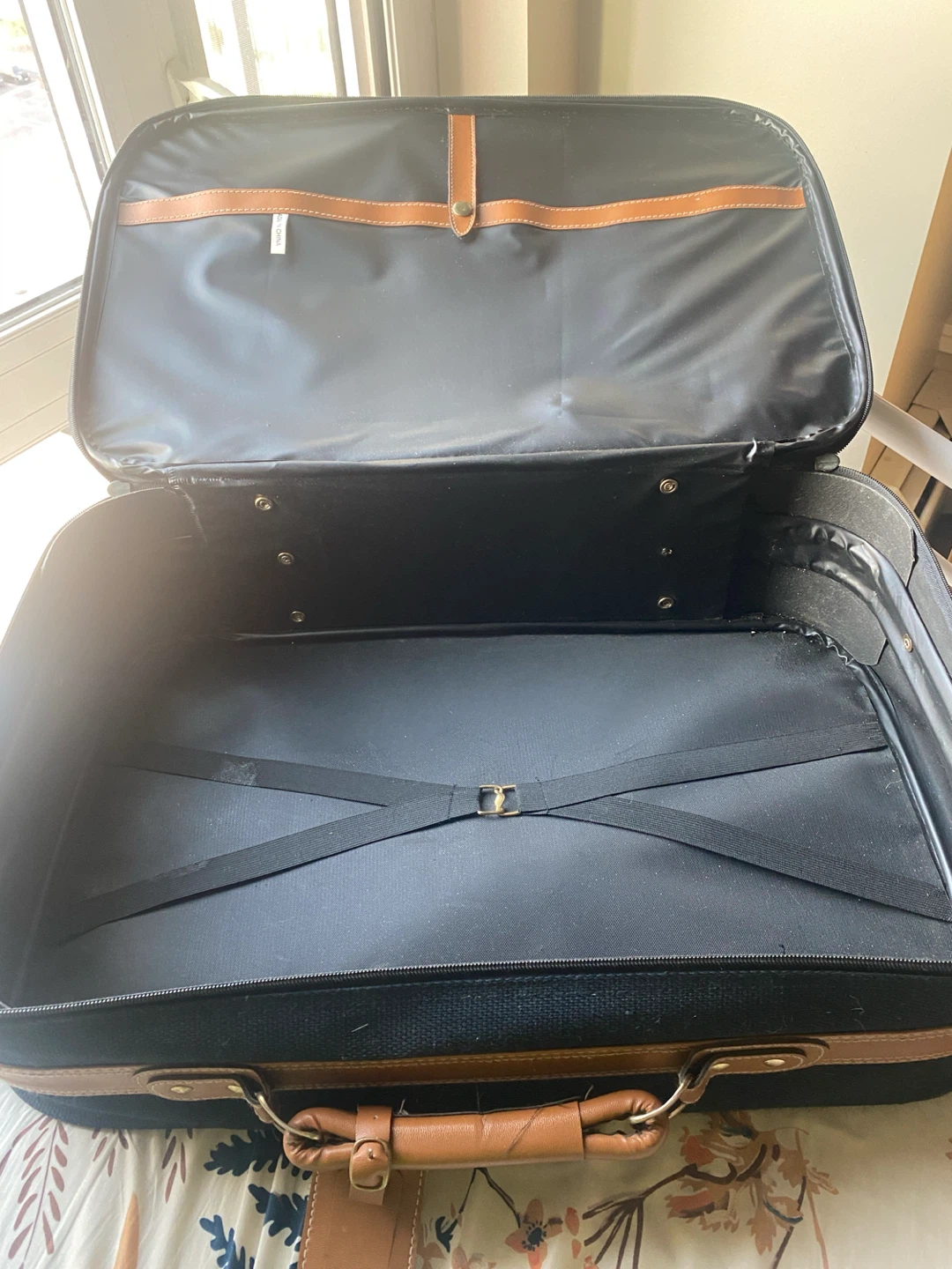 Black Carry-On Suitcase with Brown Accents