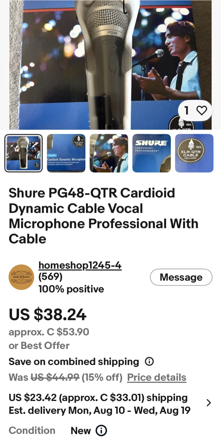(4) Shure PG48-QTR Dynamic  $249 Pro With Cable - photo 5