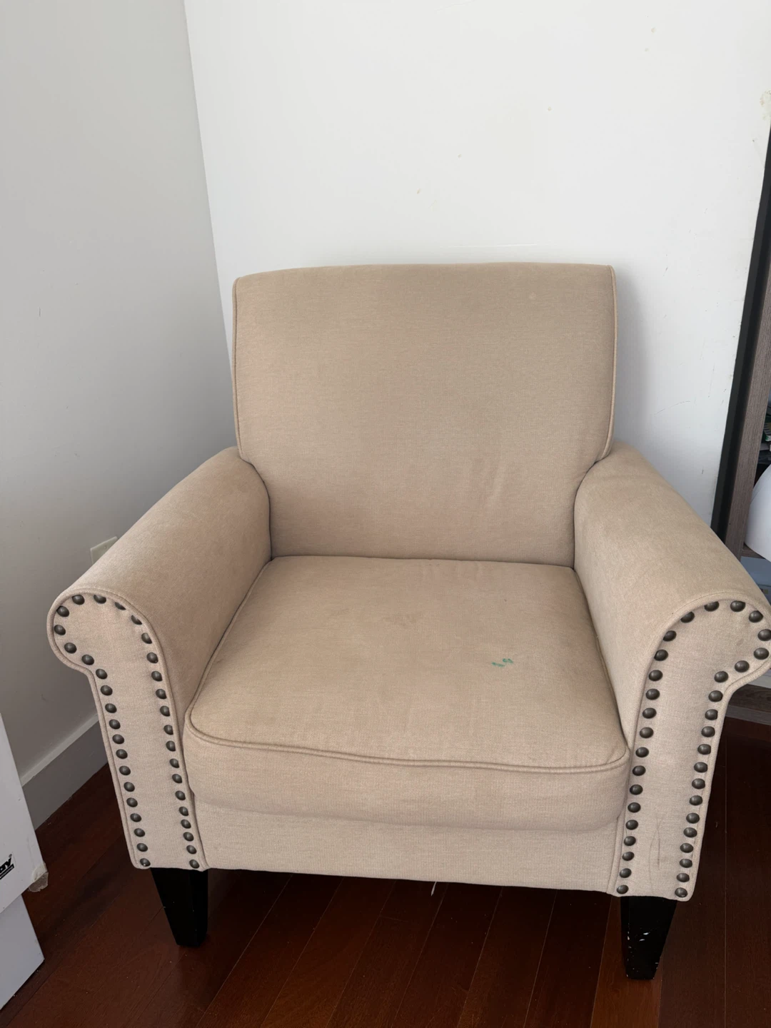 Beige Accent Chair with Nailhead Trim - photo 2