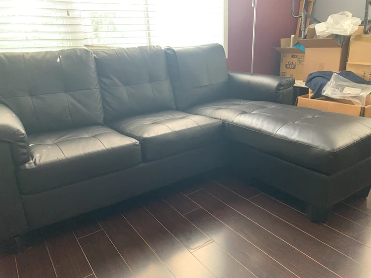 Black Faux Leather Sectional Sofa - photo 4