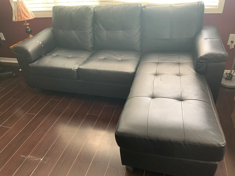 Black Faux Leather Sectional Sofa - photo 5