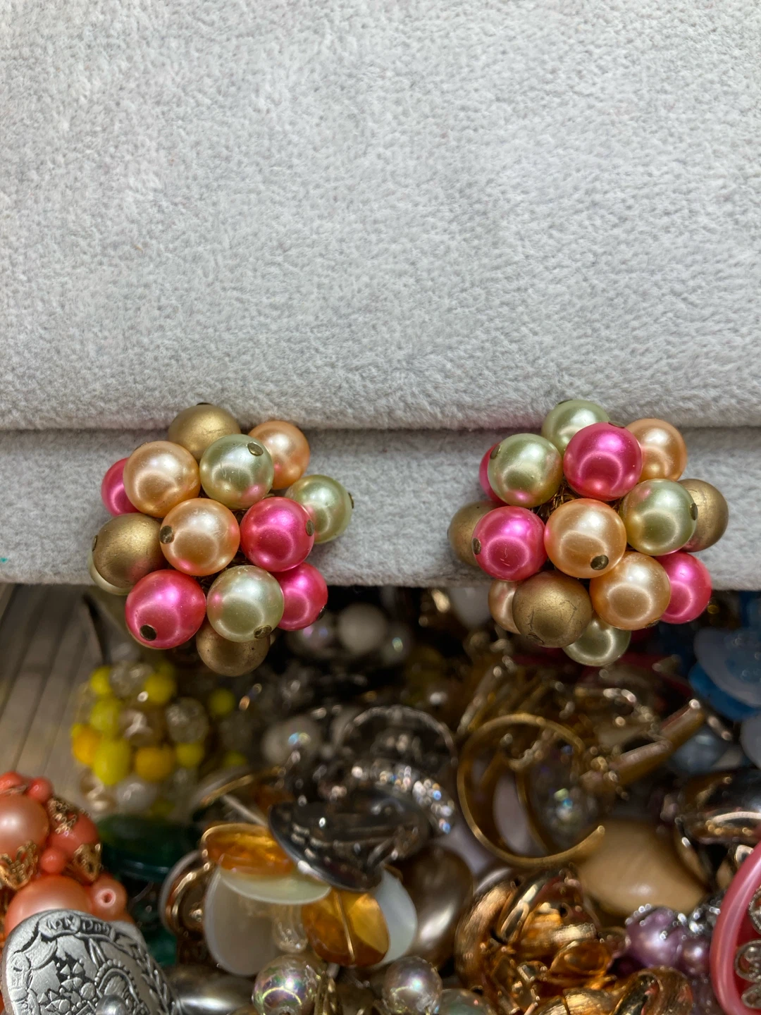 Cluster Bead Clip-On Earrings
