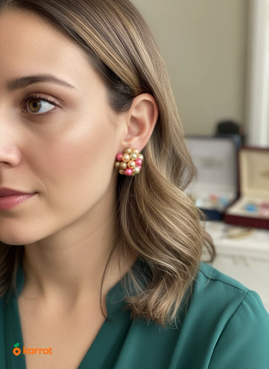 Cluster Bead Clip-On Earrings - photo 4