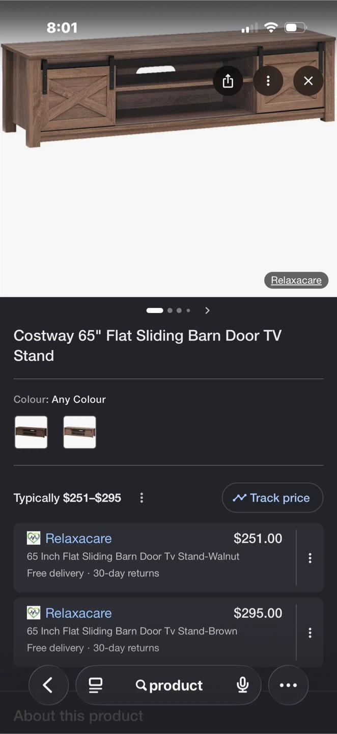 Costway 65" Flat Sliding Barn Door TV Stand - photo 3