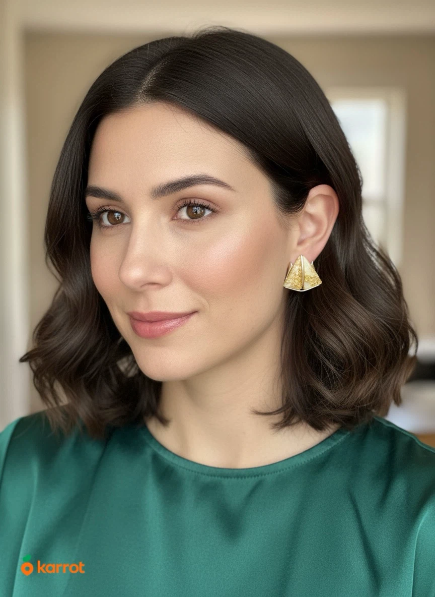 Clip-on Earrings with Gold Flakes - photo 4