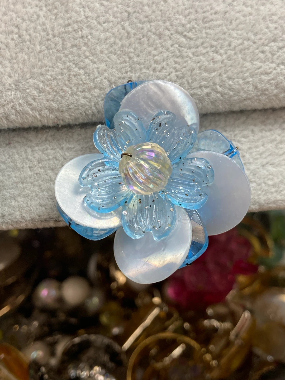 Blue Flower Clip-On Earrings - photo 2