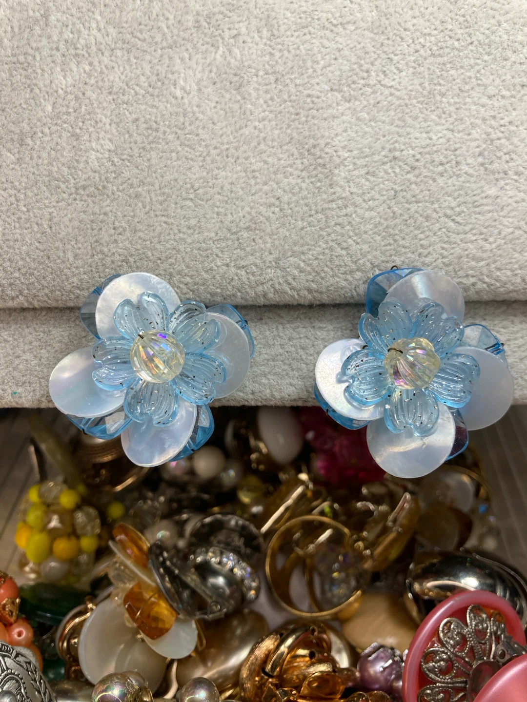 Blue Flower Clip-On Earrings - photo 3