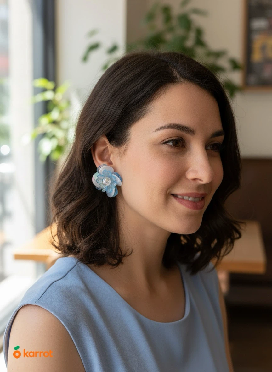 Blue Flower Clip-On Earrings - photo 4