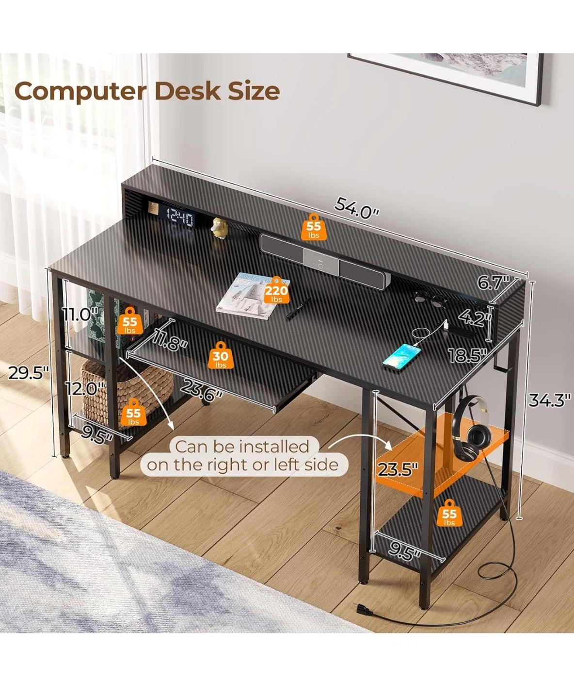 Computer Gaming/Work Desk with Integrated Power - photo 3