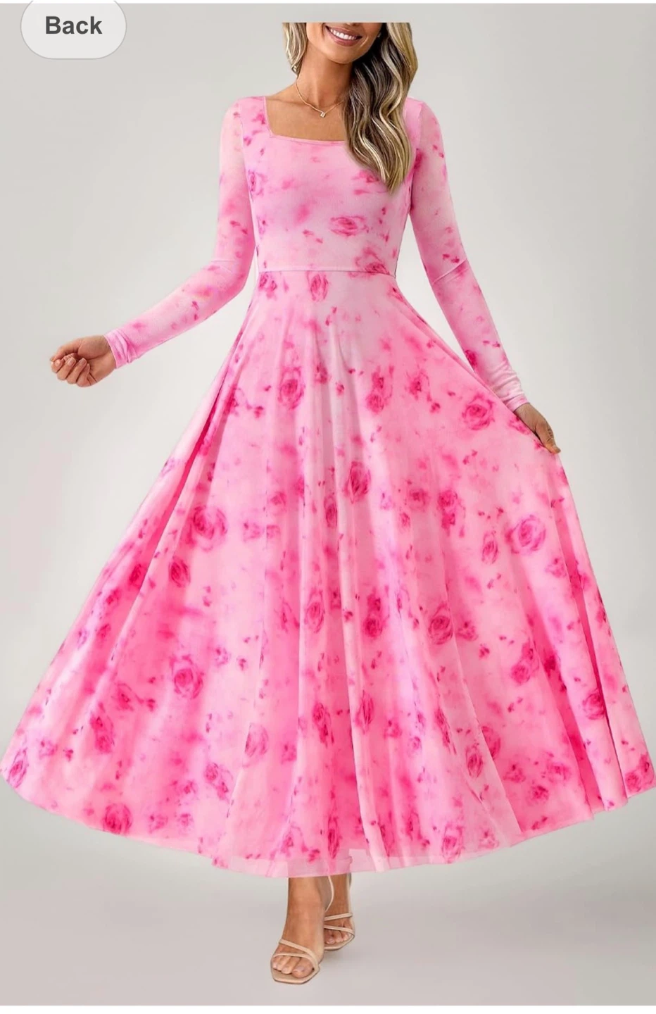 Pink Floral Print Maxi Dress
