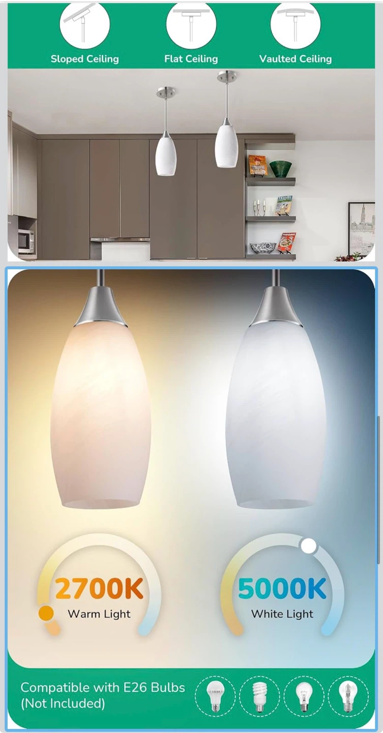 Glass Pendant Light Fixture