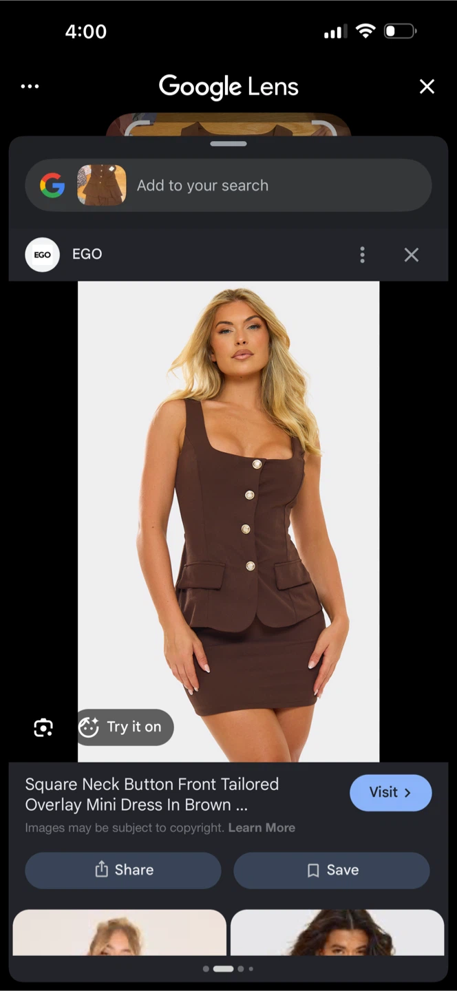 Altar’d state Square Neck Button Tailored Mini Dress - Brown