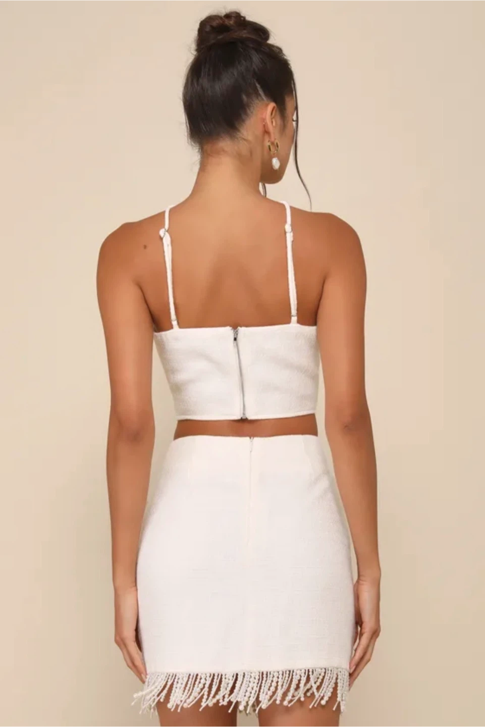White Beaded Fringe Mini Skirt - photo 2