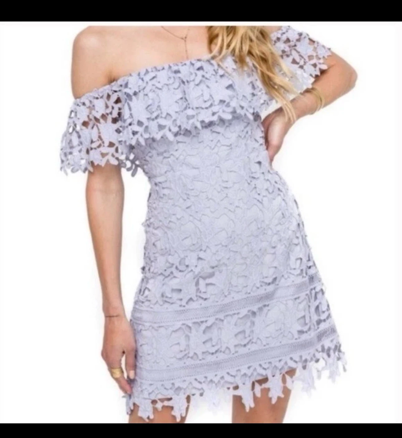 ASTR the label Lavender Lace Off-the-Shoulder Dress