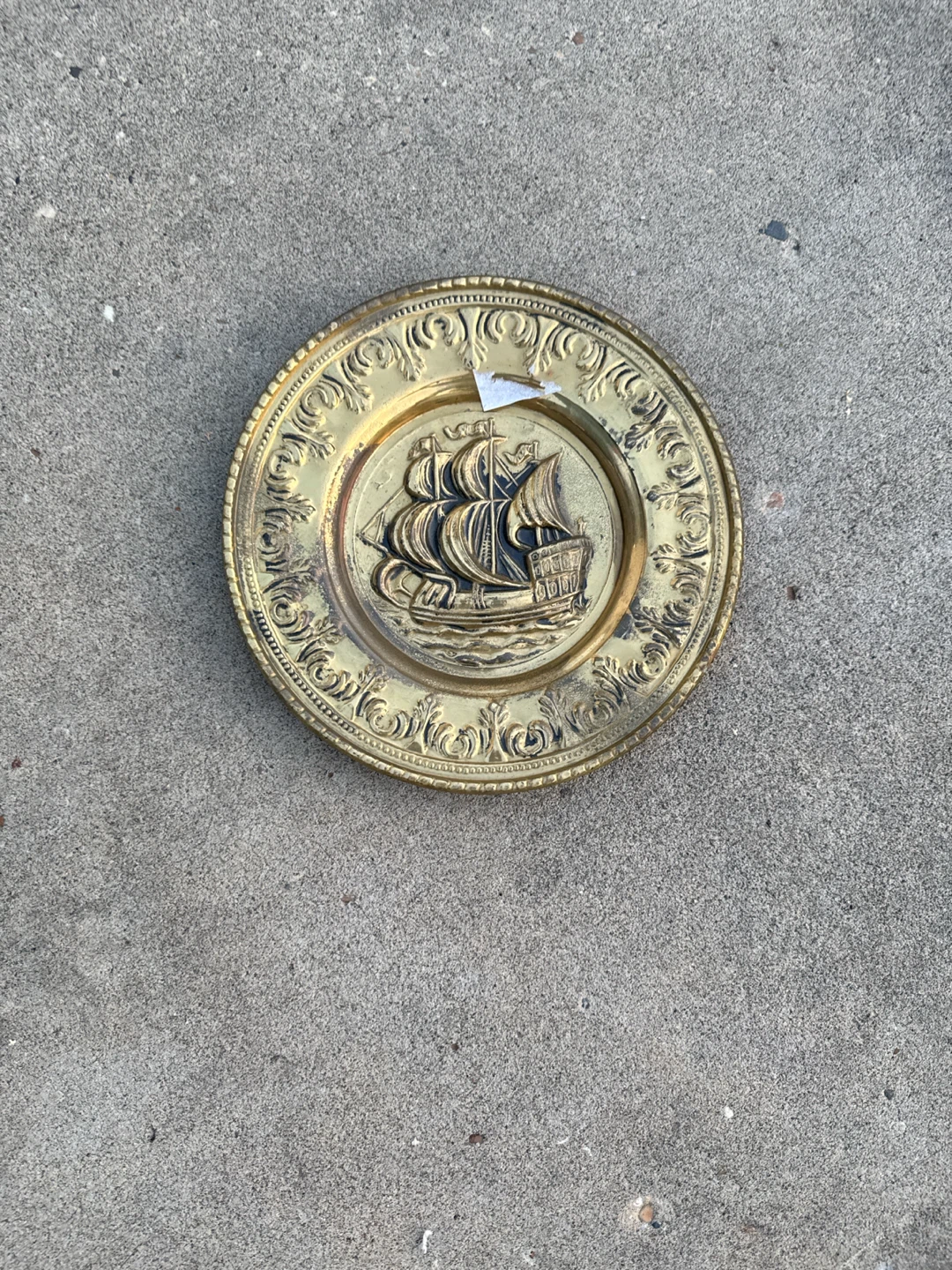 Vintage Brass Ship Embossed Decorative Plate - photo 4