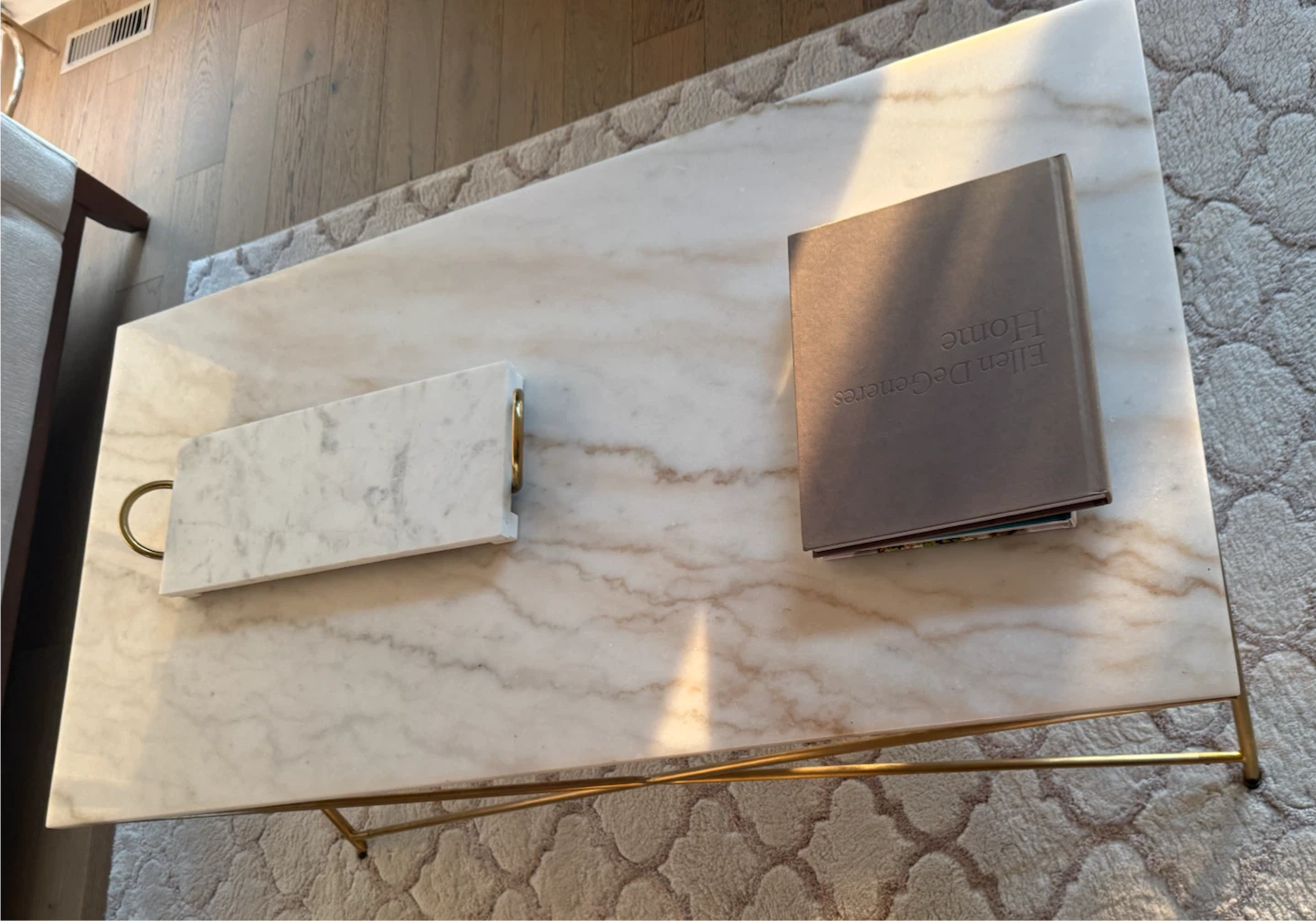 Marble Top Coffee Table with Gold Frame - photo 3