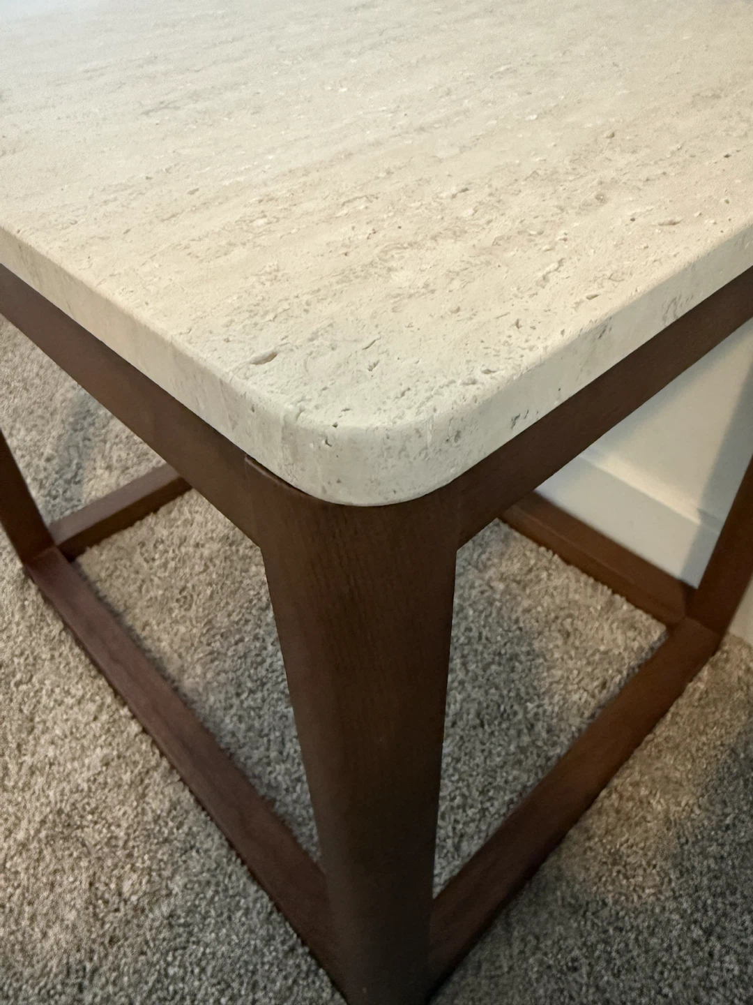 Natural Travertine Top Side Table - photo 3