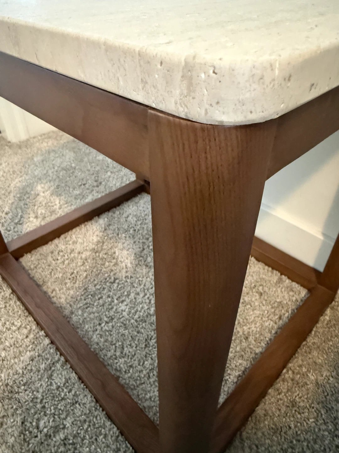 Natural Travertine Top Side Table - photo 4