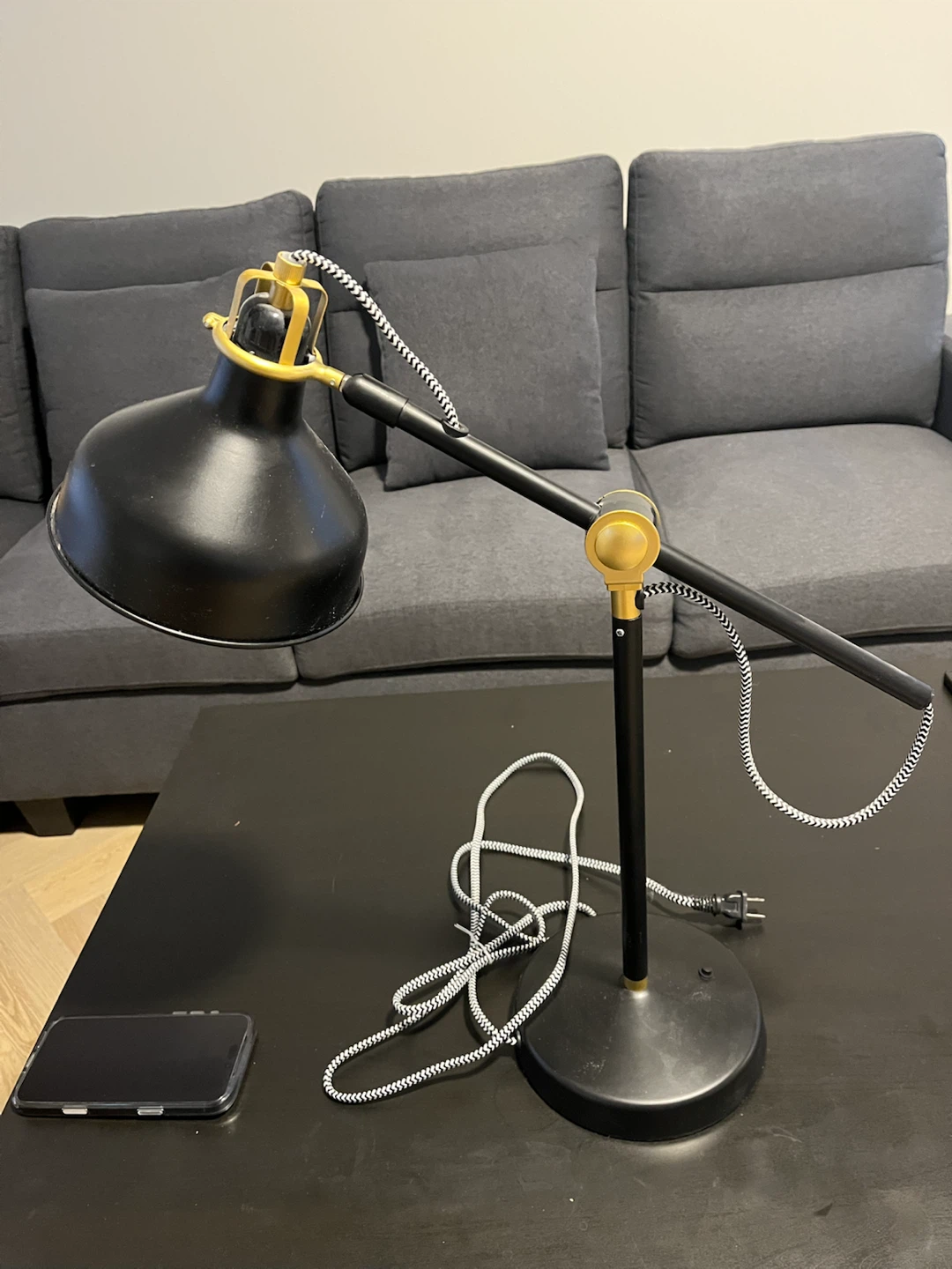 IKEA Black Desk Lamp with Adjustable Arm and Bulb