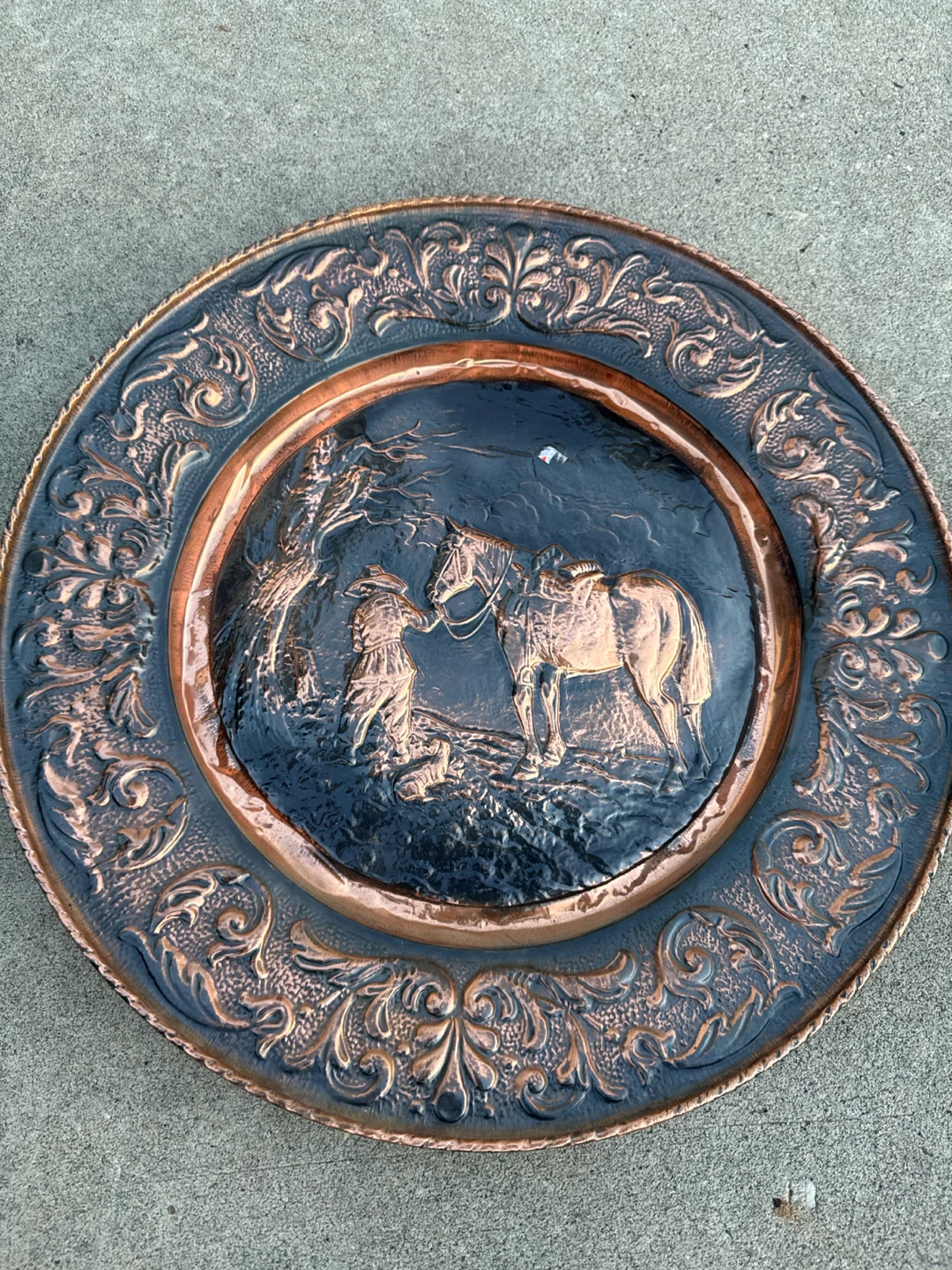 Set of 3 Embossed Copper Decorative Plates each 40 - photo 2