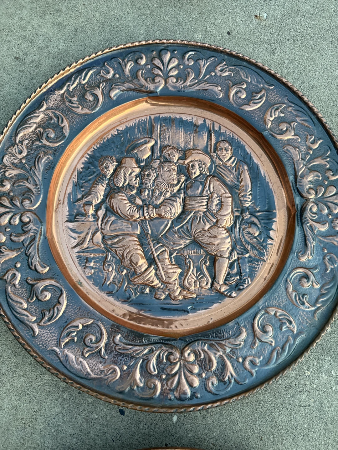 Set of 3 Embossed Copper Decorative Plates each 40 - photo 3