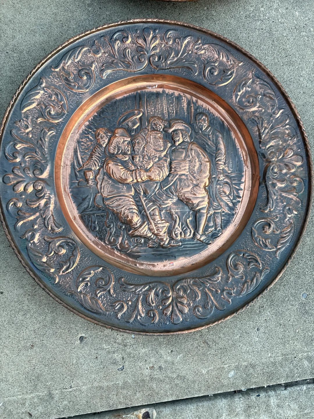 Set of 3 Embossed Copper Decorative Plates each 40 - photo 4