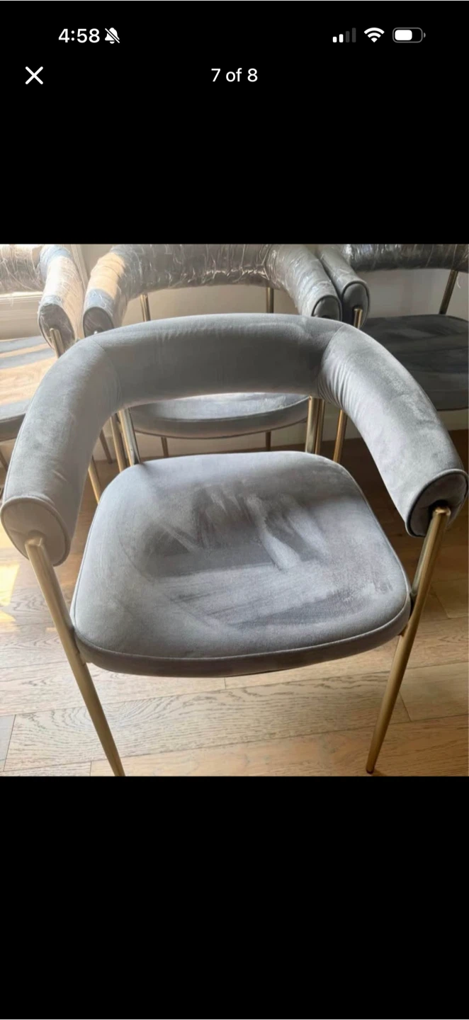 Grey Velvet Accent Chair with Gold Metal Legs - photo 2