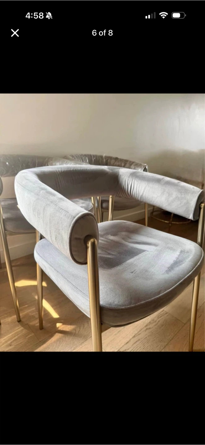 Grey Velvet Accent Chair with Gold Metal Legs - photo 3