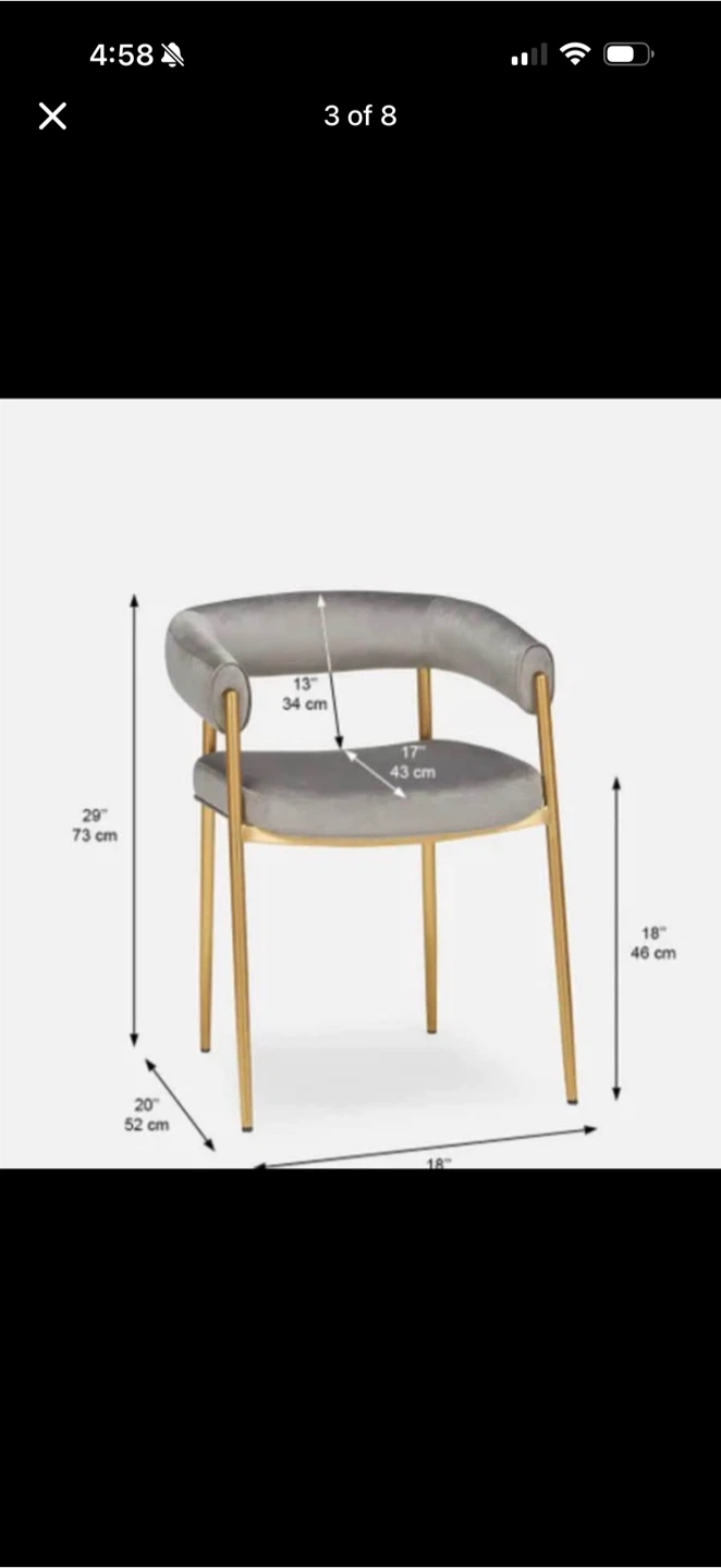 Grey Velvet Accent Chair with Gold Metal Legs - photo 4
