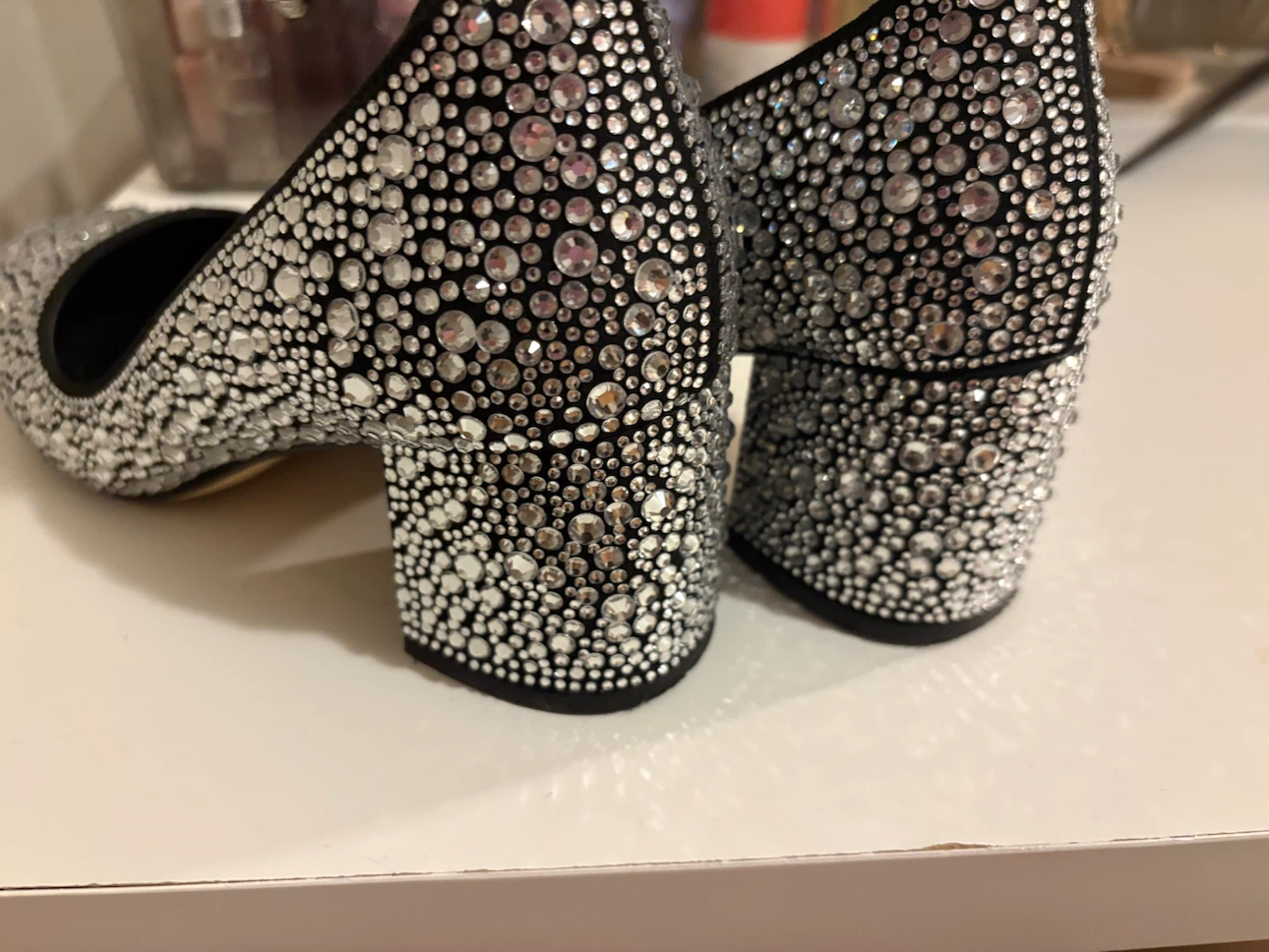 MK Sparkly Black Ankle Strap Heels 7.5 - photo 3