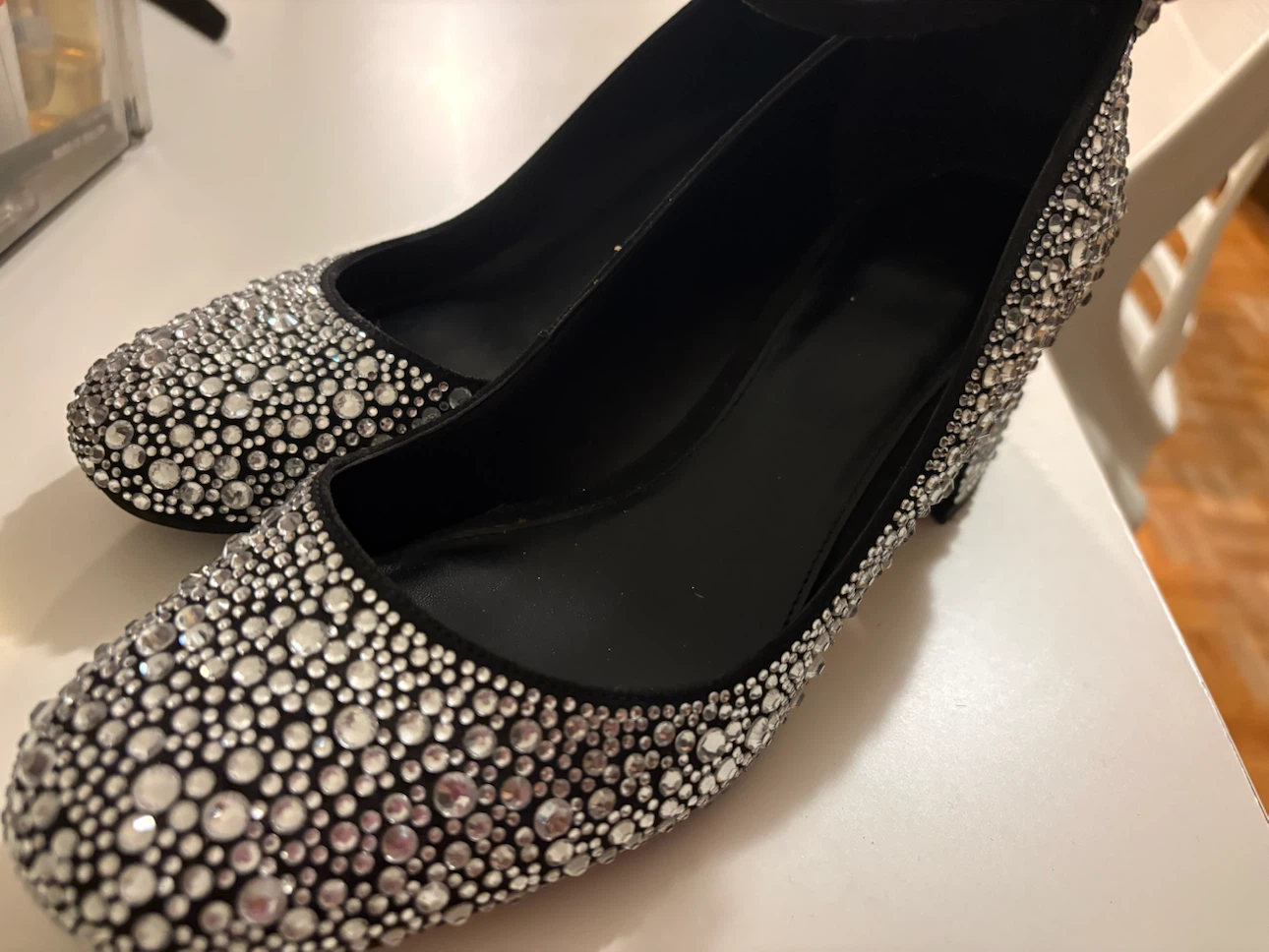 MK Sparkly Black Ankle Strap Heels 7.5 - photo 5