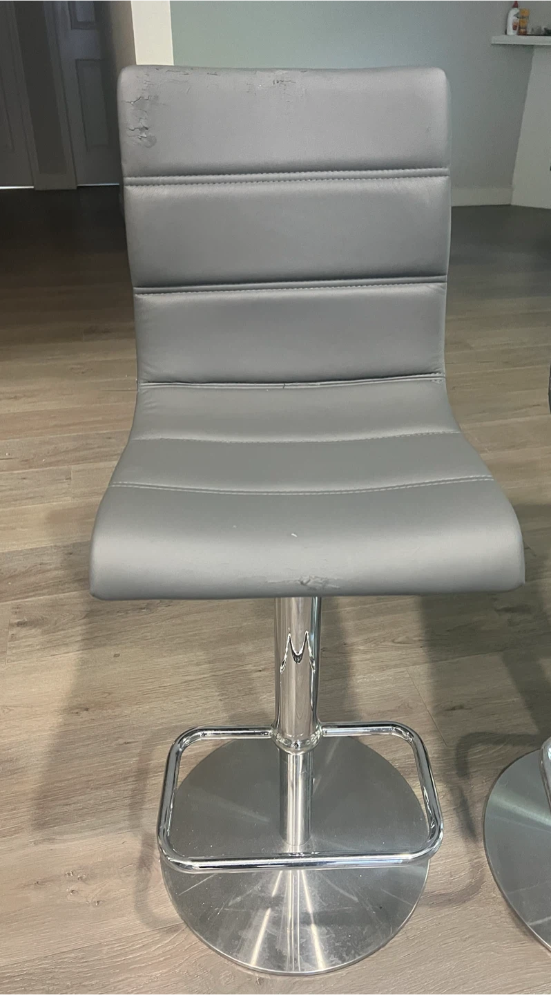 Grey Faux Leather Bar Stools (Set of 2) - photo 2
