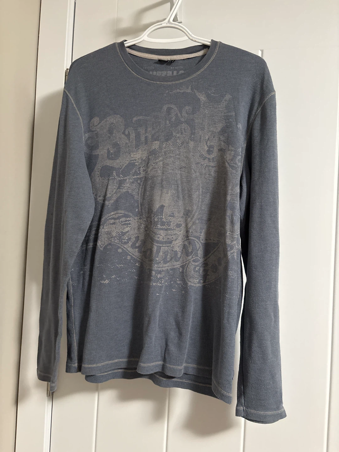 Men’s Buffalo Graphic Long Sleeve Thermal Shirt - Blue - Size M
