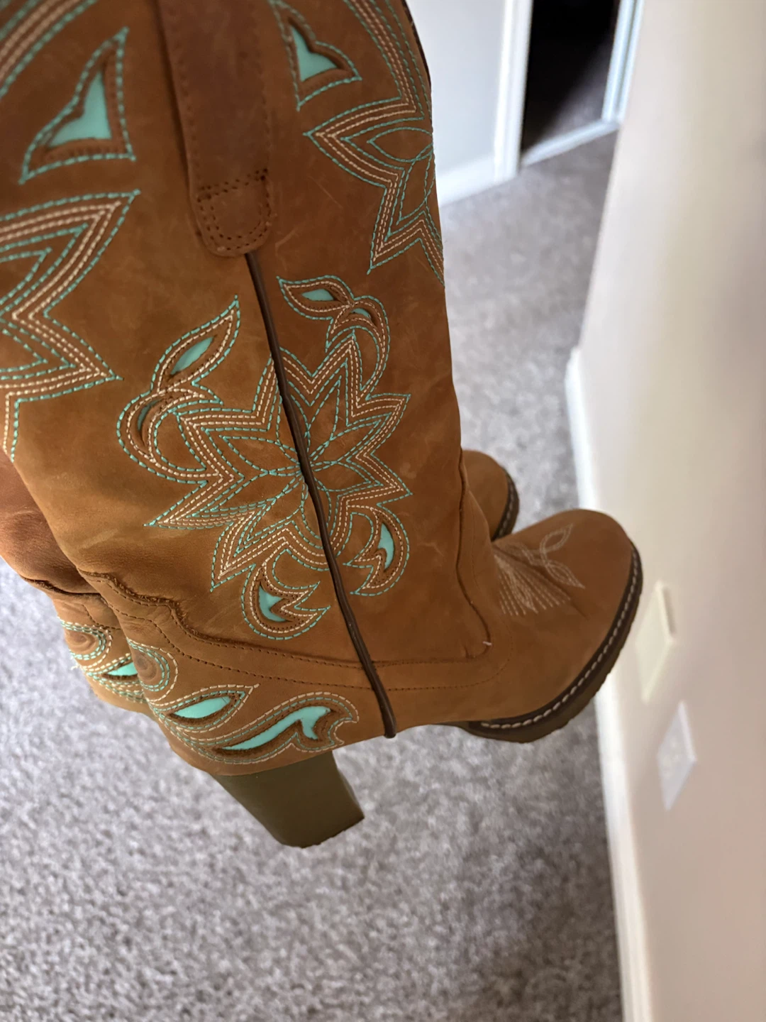 Brown suede cowboy boots size 7.5