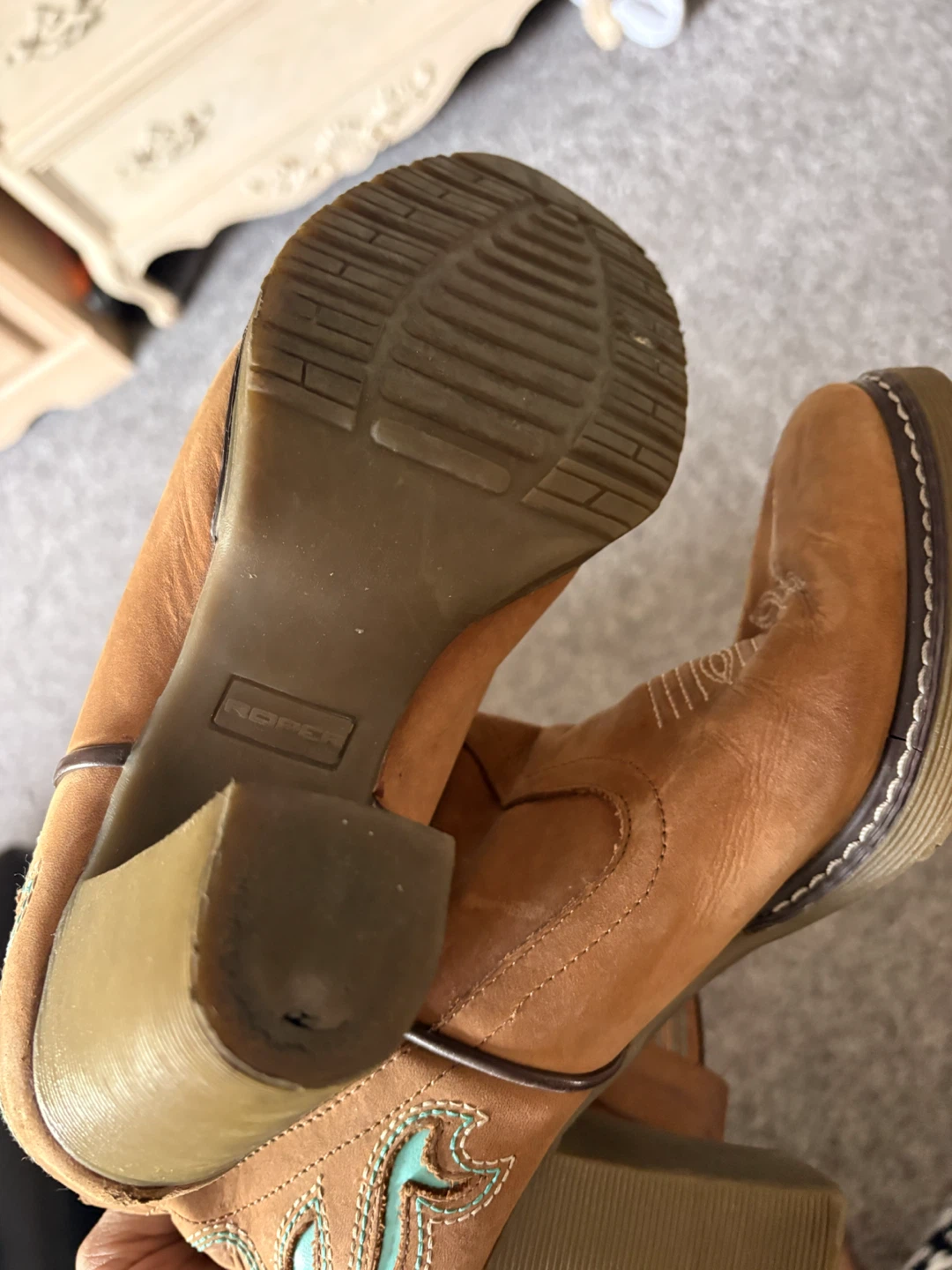 Brown suede cowboy boots size 7.5 - photo 3
