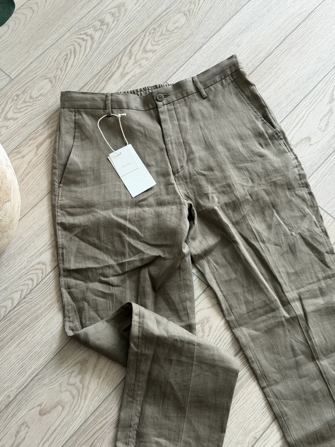 Zara 100%Linen Blend Trousers - Khaki,M - photo 2
