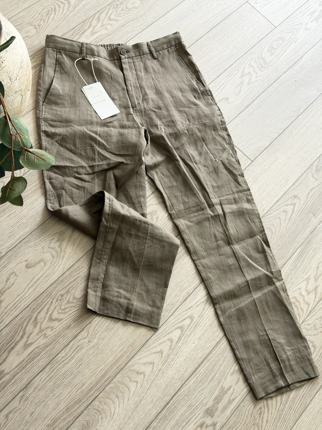 Zara 100%Linen Blend Trousers - Khaki,M - photo 3